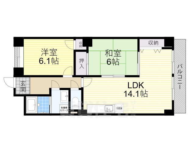 枚方市津田駅前のマンションの間取り