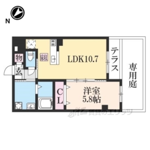 京都市山科区大塚丹田のマンションの間取り