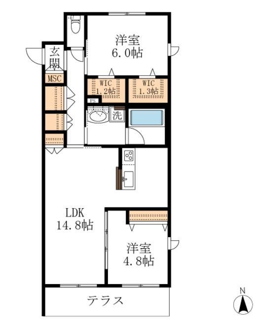 横浜市都筑区東山田町のマンションの間取り