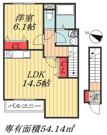 市川市曽谷のアパートの間取り