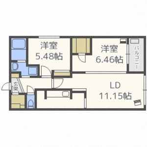 札幌市北区北二十一条西のマンションの間取り