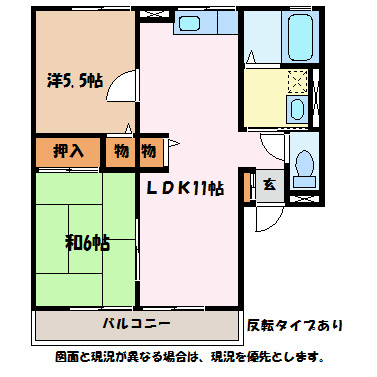 安曇野市豊科高家のアパートの間取り