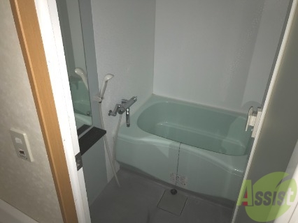 洗面設備　浴室は狭すぎず、シャワーも浴びやすそうです。