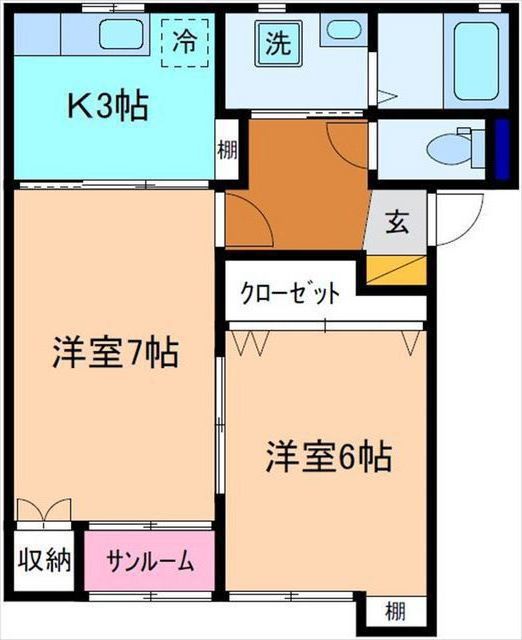 野々市市藤平田のアパートの間取り