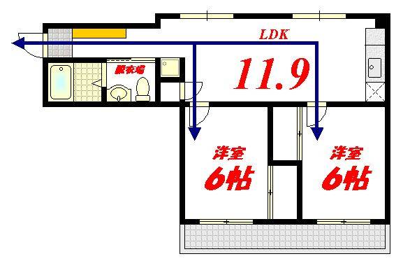 広島市西区三滝本町のマンションの間取り