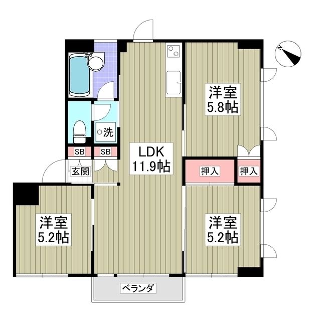 千葉市中央区新田町のマンションの間取り