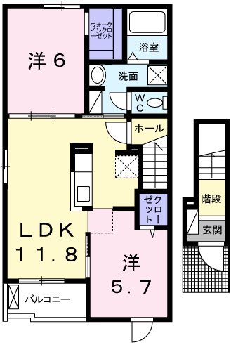 神崎郡福崎町南田原のアパートの間取り