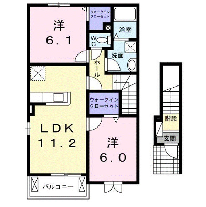 【福山市加茂町のアパートの間取り】