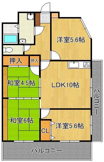 北九州市八幡西区則松東のマンションの間取り