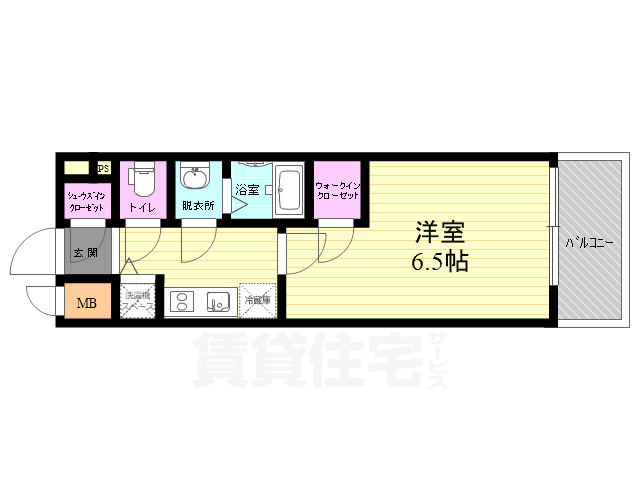 京都市下京区梅小路高畑町のマンションの間取り