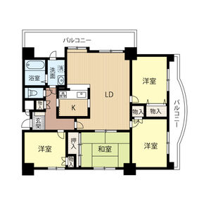 札幌市豊平区中の島一条のマンションの間取り