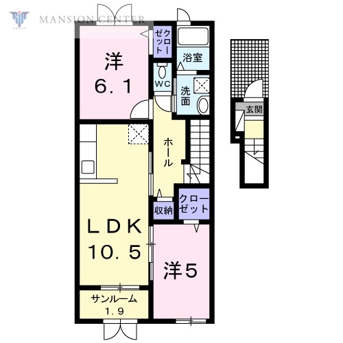 新潟市北区新崎のアパートの間取り