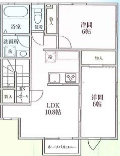 【横浜市都筑区二の丸のアパートの間取り】