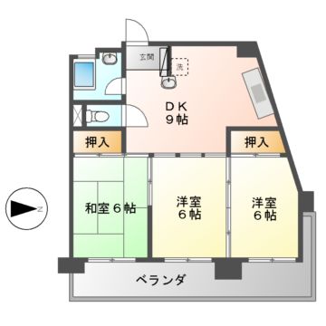 名古屋市熱田区西野町のマンションの間取り