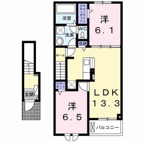 行橋市大字大野井のアパートの間取り