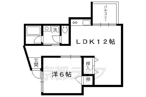 【京都市北区衣笠氷室町のマンションの間取り】