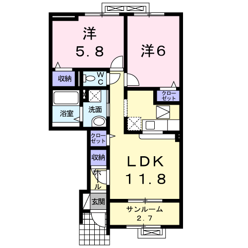 フラワープレイスＫ　Iの間取り