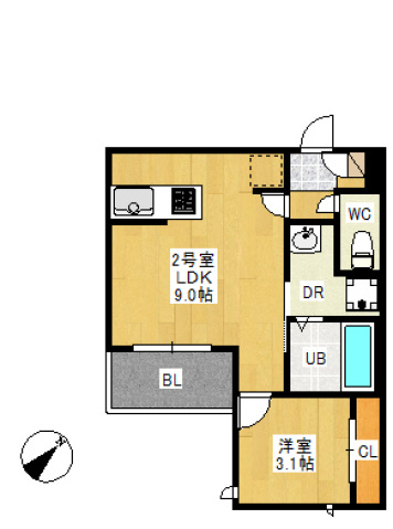 広島市中区西川口町のアパートの間取り