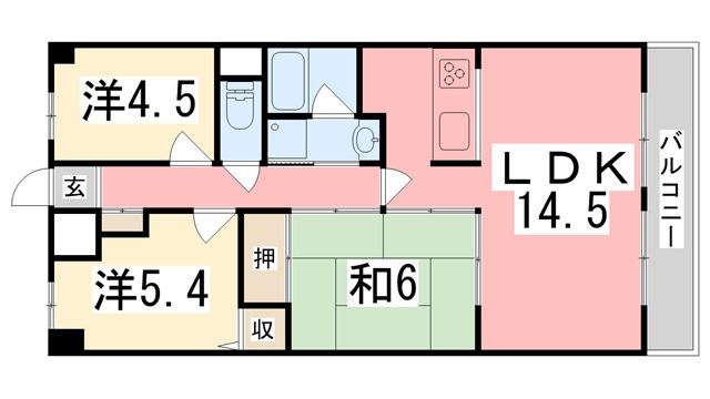 姫路市手柄のマンションの間取り