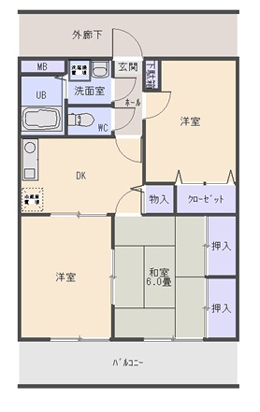 伊賀市上野桑町のマンションの間取り