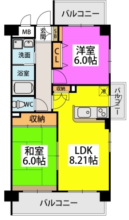 【春日市春日原北町のマンションの間取り】