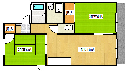 糟屋郡篠栗町田中のアパートの間取り