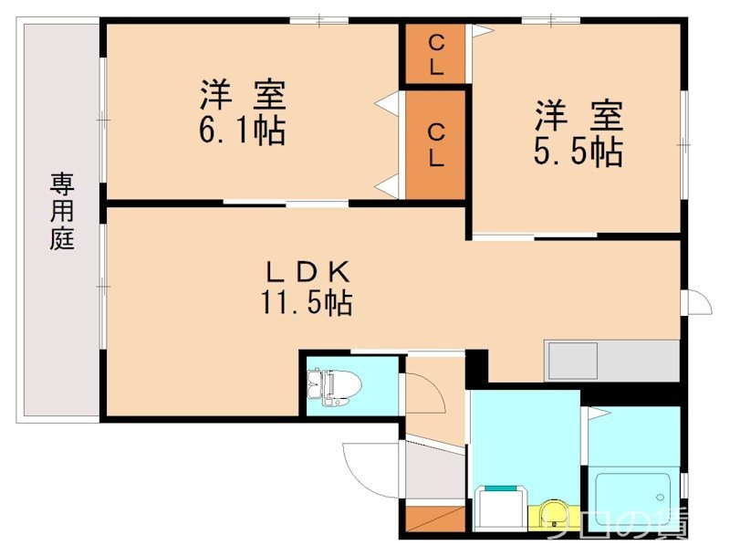 福岡市東区名島のアパートの間取り