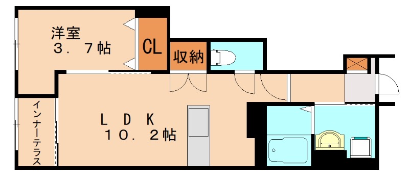 宗像市赤間のアパートの間取り