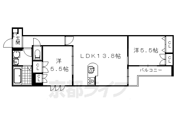 京都市下京区吉文字町のマンションの間取り