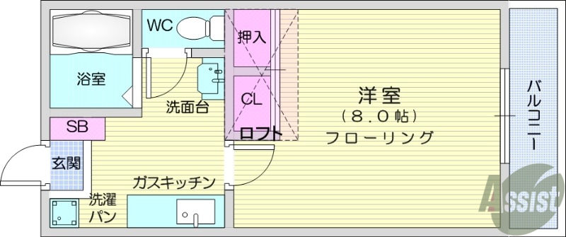 仙台市太白区八木山緑町のアパートの間取り