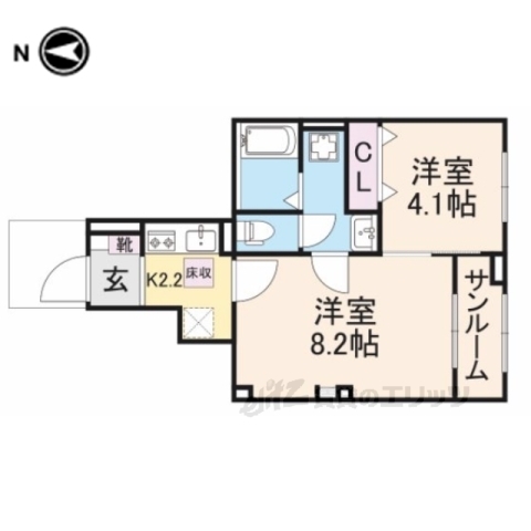 奈良市西九条町のアパートの間取り