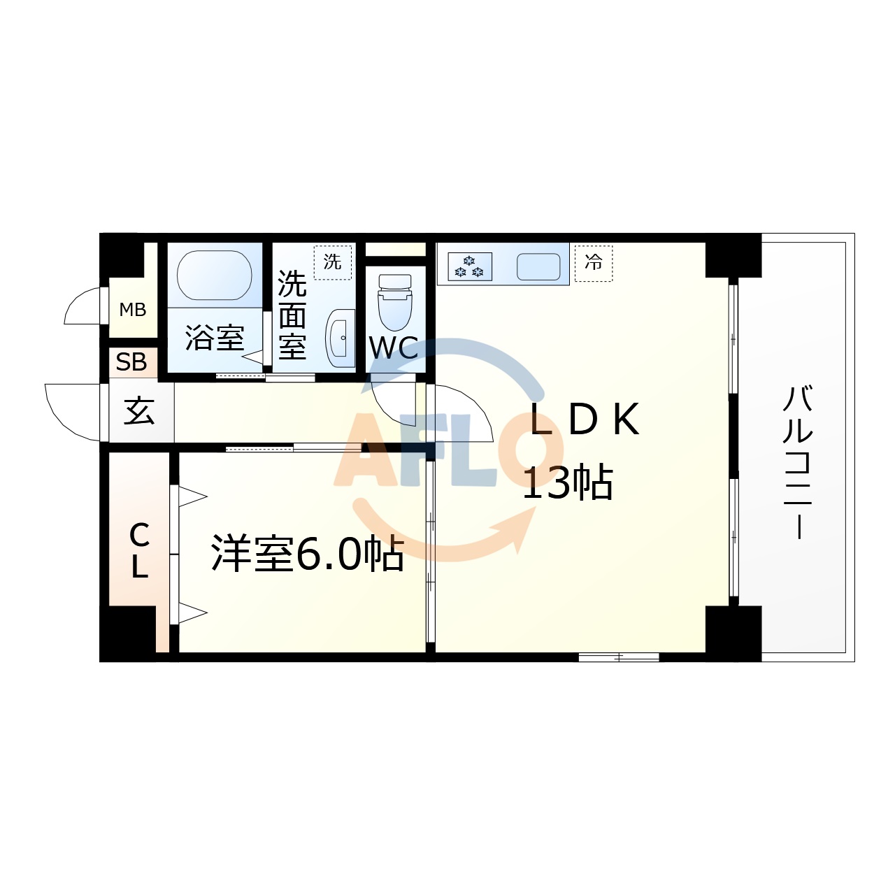 【大阪市生野区中川西のマンションの間取り】