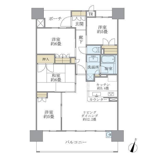 神戸市東灘区向洋町中のマンションの間取り