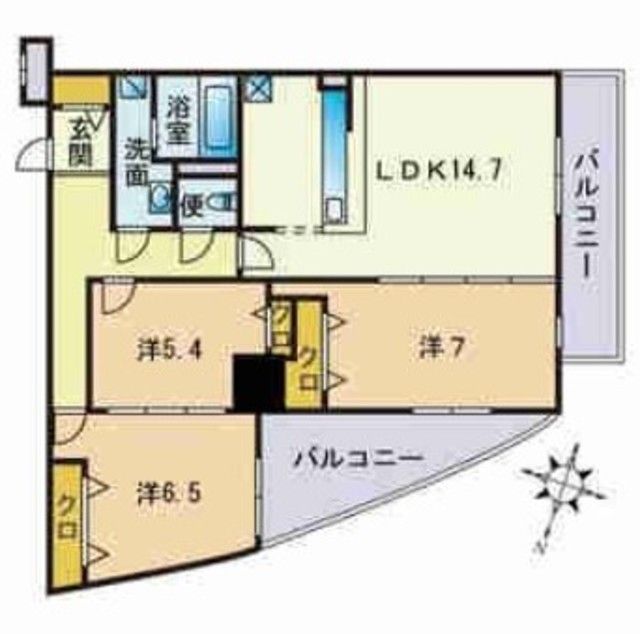 【福岡市中央区警固のマンションの間取り】