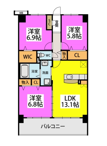 グランドゥール天神の間取り