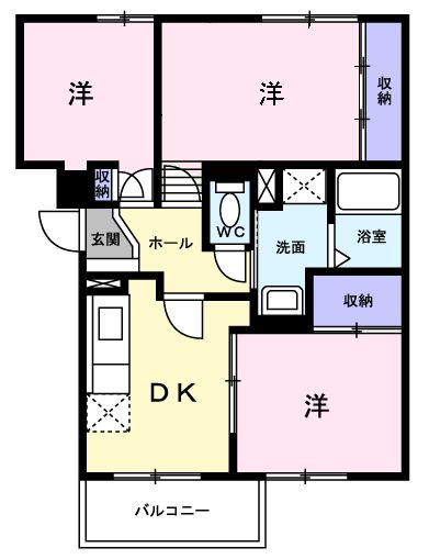 ＪＲ福塩線 湯田村駅 徒歩7分 3階建 築32年の間取り写真