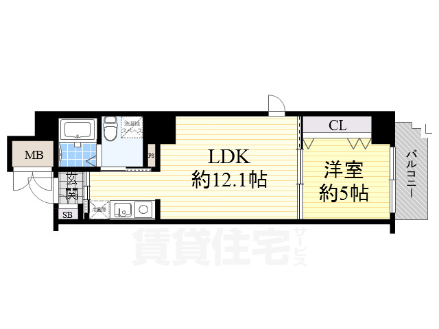地下鉄谷町線 谷町九丁目駅 徒歩4分 15階建 築17年の間取り写真