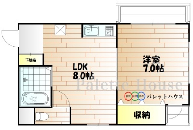 岡山市北区清輝本町のマンションの間取り