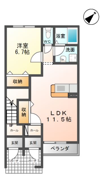 いわき市四倉町上仁井田のアパートの間取り