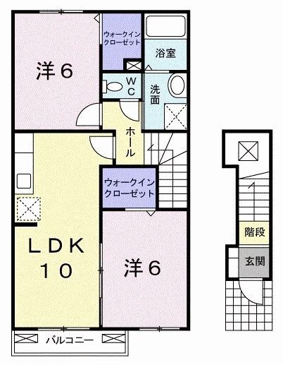 岐阜県各務原市川島松倉町（アパート）の賃貸物件の間取り