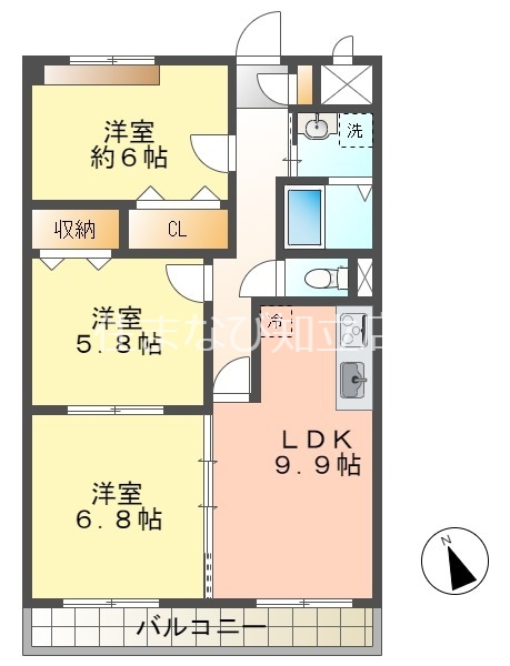 みよし市東山台のマンションの間取り