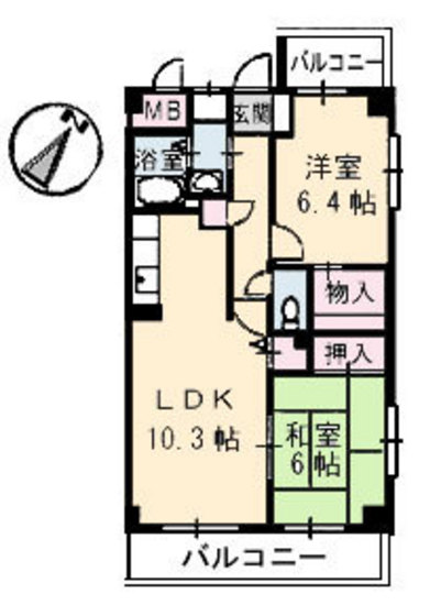 呉市焼山中央のマンションの間取り