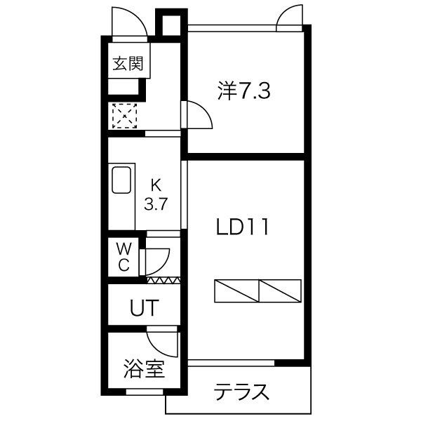 仙台市青葉区梅田町のマンションの間取り