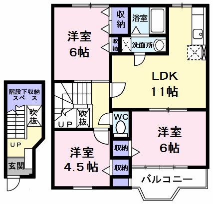 あきる野市雨間のアパートの間取り