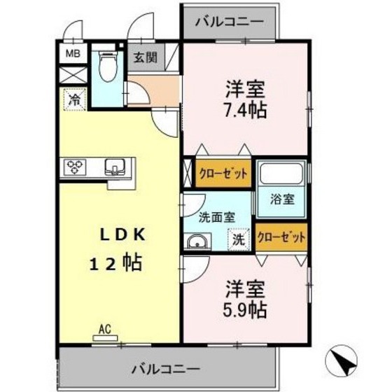 メゾン・デュ・パーク　新都心の間取り