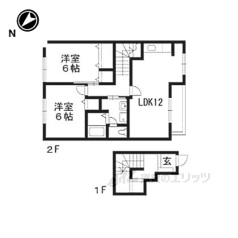 南丹市園部町小山東町のアパートの間取り