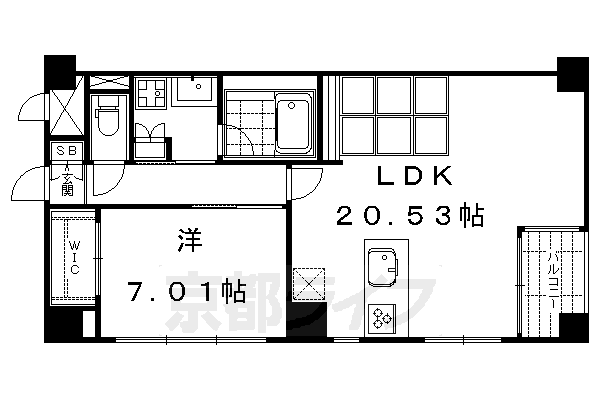 【京都市東山区中之町のマンションの間取り】