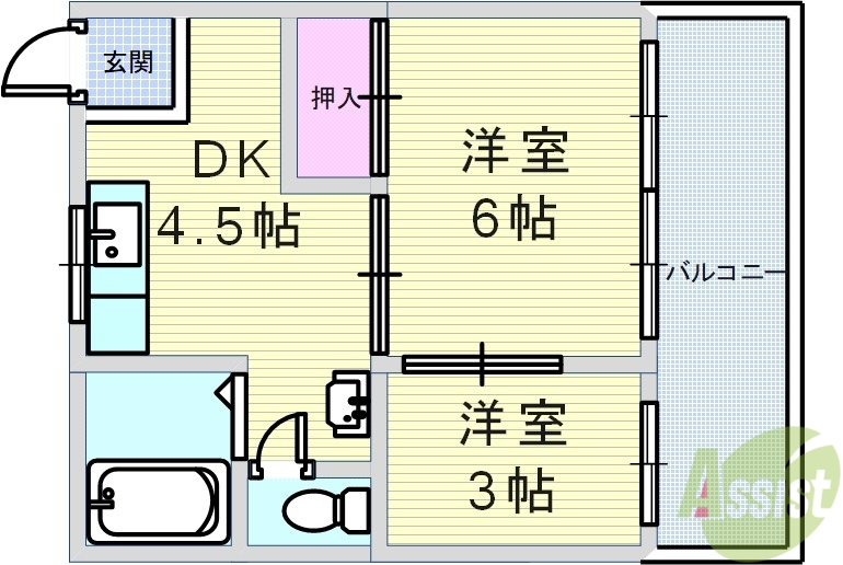 大阪市港区築港のマンションの間取り