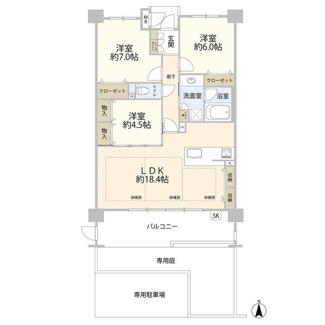 カルティア長久手ＷＥＳＴＣＯＵＲＴ（０００４５４５）の間取り