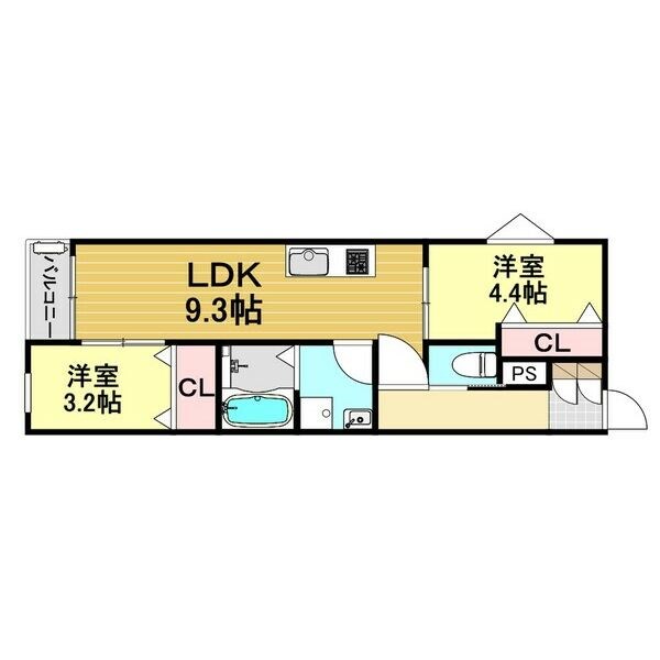 名古屋市中川区上高畑のアパートの間取り